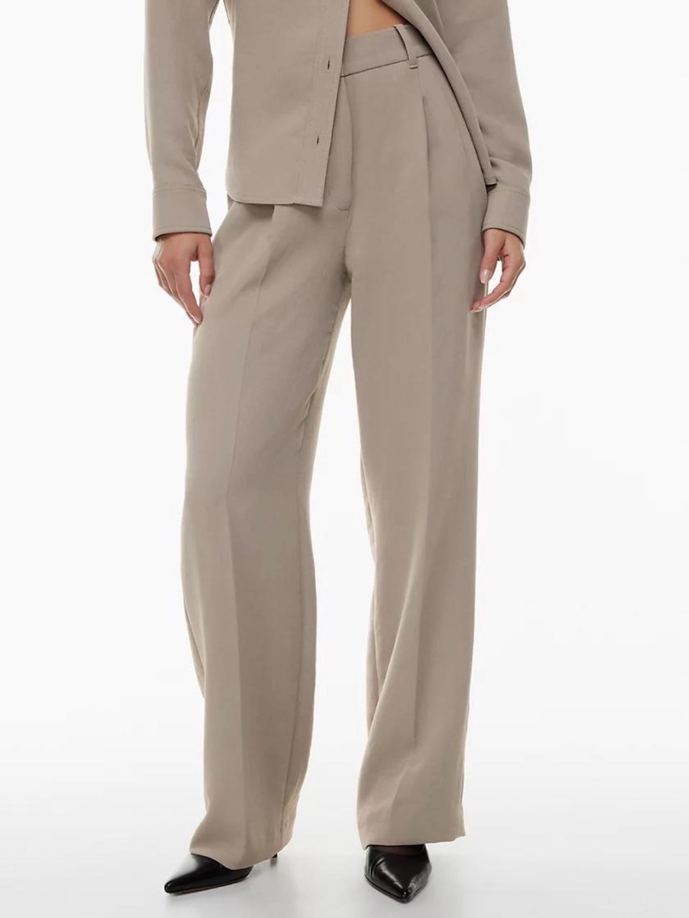 Aritzia Effortless Pant™ in Crepette™ tall high waist trouser - Taupe